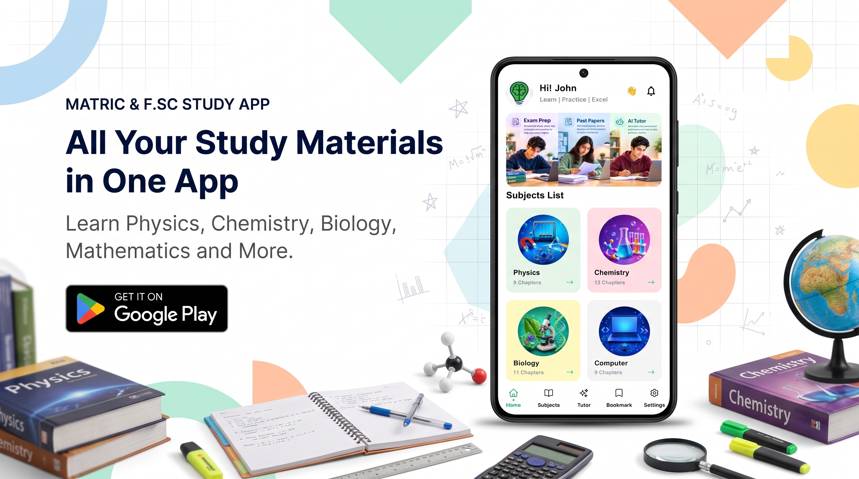 All your Matric and F.Sc study materials in one SmartPrepX app
