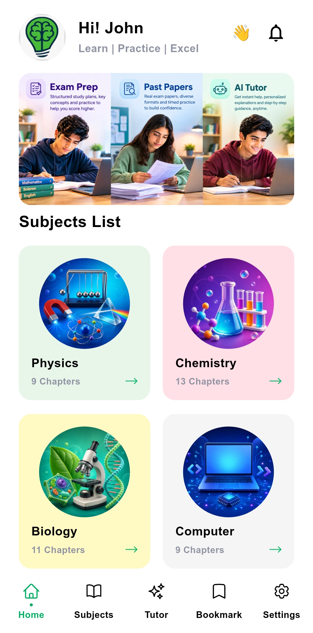 SmartPrepX subjects and study options